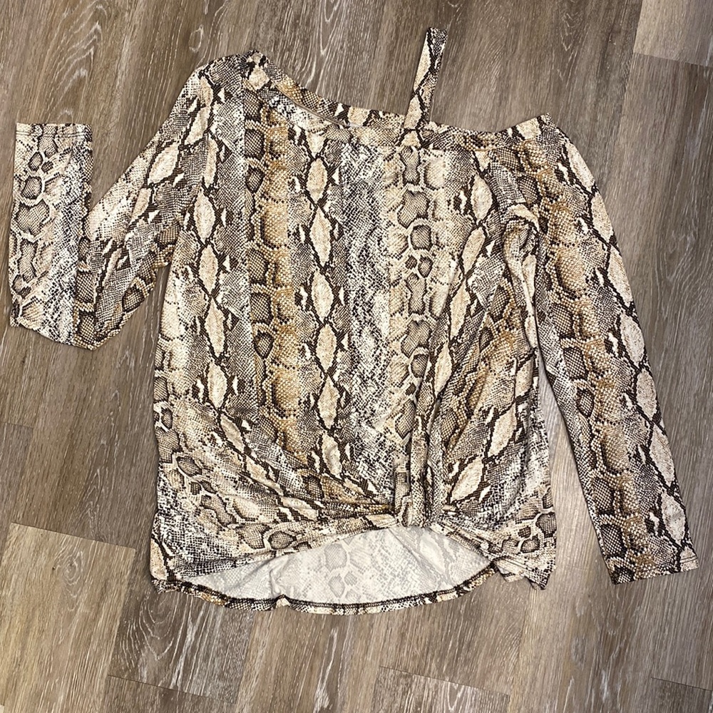 Snake print cold shoulder top by White Birch